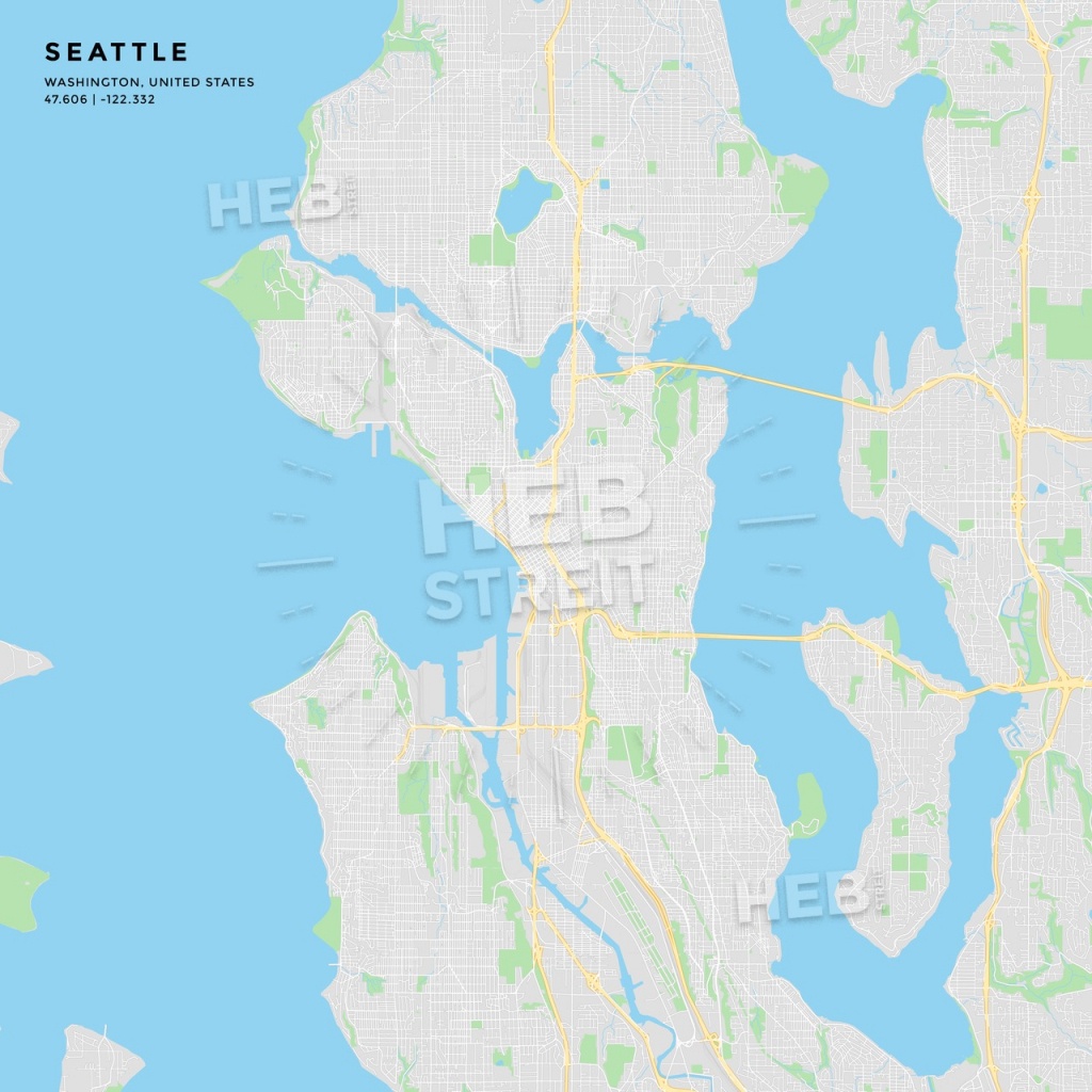 Printable Street Map Of Seattle, Washington | Hebstreits Sketches - Printable Map Of Seattle