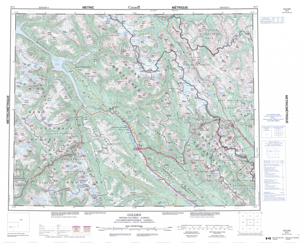 Printable Topographic Map Of Golden 082N, Ab - Printable Topo Maps Online