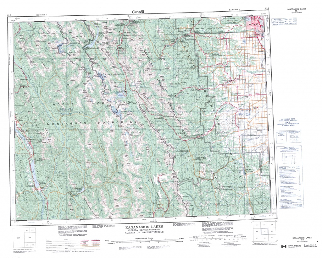 Printable Topographic Map Of Kananaskis Lakes 082J, Ab - Free Printable Topo Maps Online