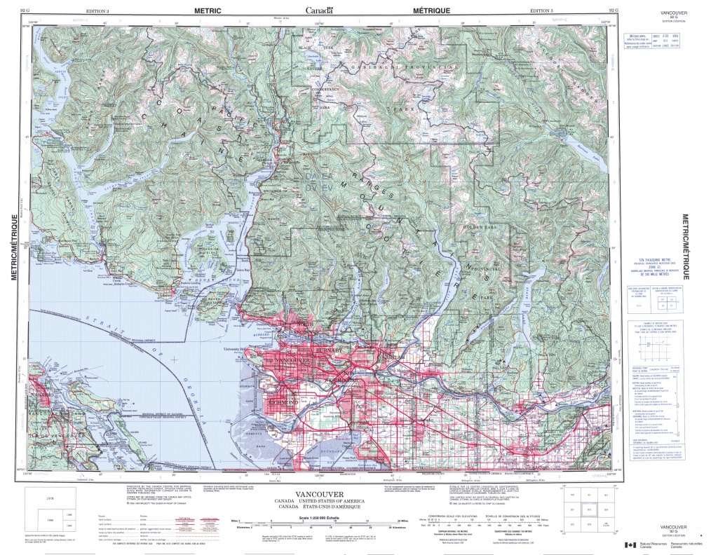Printable Topographic Map Of Vancouver 092G, Bc - Topographic Map Printable
