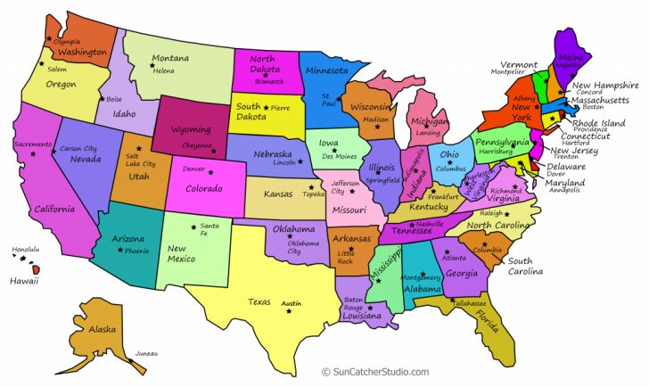 Printable Usa Map With Capitals