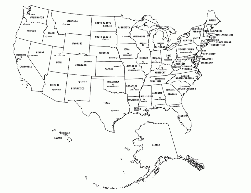 Printable Usa States Capitals Map Names | States | States, Capitals - Blank Printable Map Of 50 States And Capitals