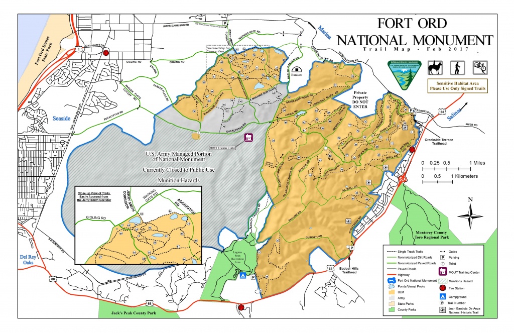 Public Room: California: Fort Ord National Monument Trail Map - Blm Map California