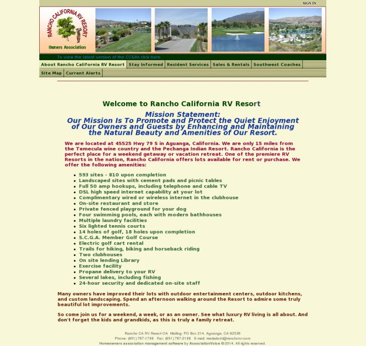 Rancho California Rv Resort Site Map