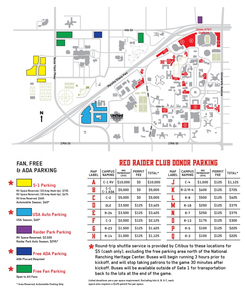 Red Raider Club | Football - Texas Tech Football Parking Map 2017