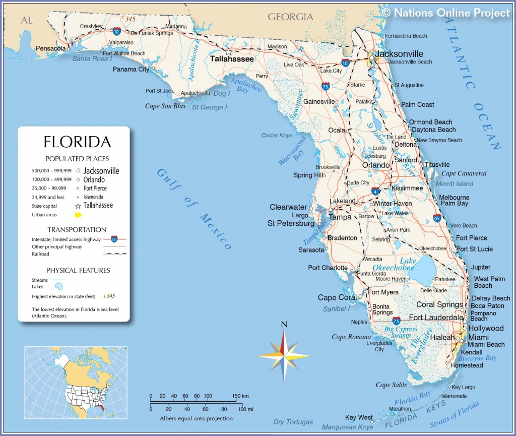 Reference Maps Of Florida, Usa - Nations Online Project - Orlando Florida Location On Map