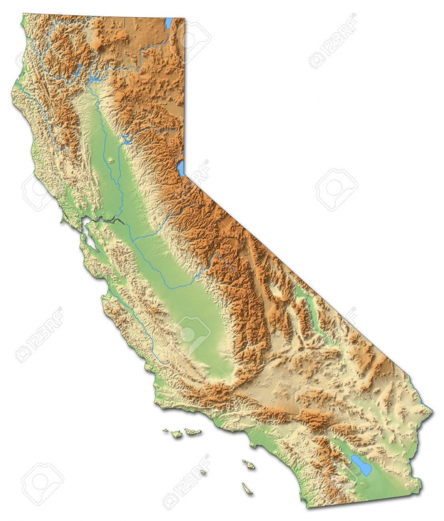 Relief Map Of California, A Province Of United States, With Shaded - California Relief Map