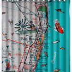 Retro Beach Map Shower Curtain West Palm Beach Jupiter Lake | Etsy   Florida Map Shower Curtain