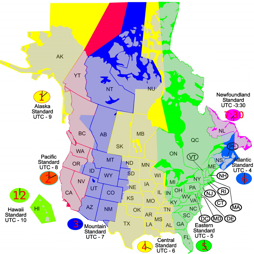 Rfc1394 Usa Canada Time Zone Map 1 Las Vegas 3 Or - Theworkhub - Canada Time Zone Map Printable