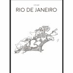 Rio De Janeiro Minimalist Map White, Printable In 2019 | C A S A   Printable Map Of Rio De Janeiro