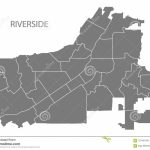 Riverside California City Map With Neighborhoods Grey Illustration   Riverside California Map
