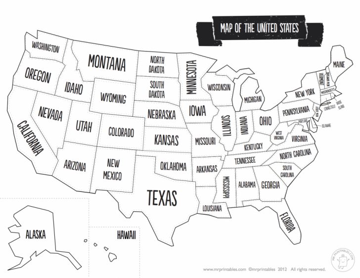 Map Of The Us States Printable