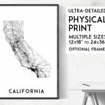 Roads Of California Map Poster California Print California | Etsy   California Map Poster
