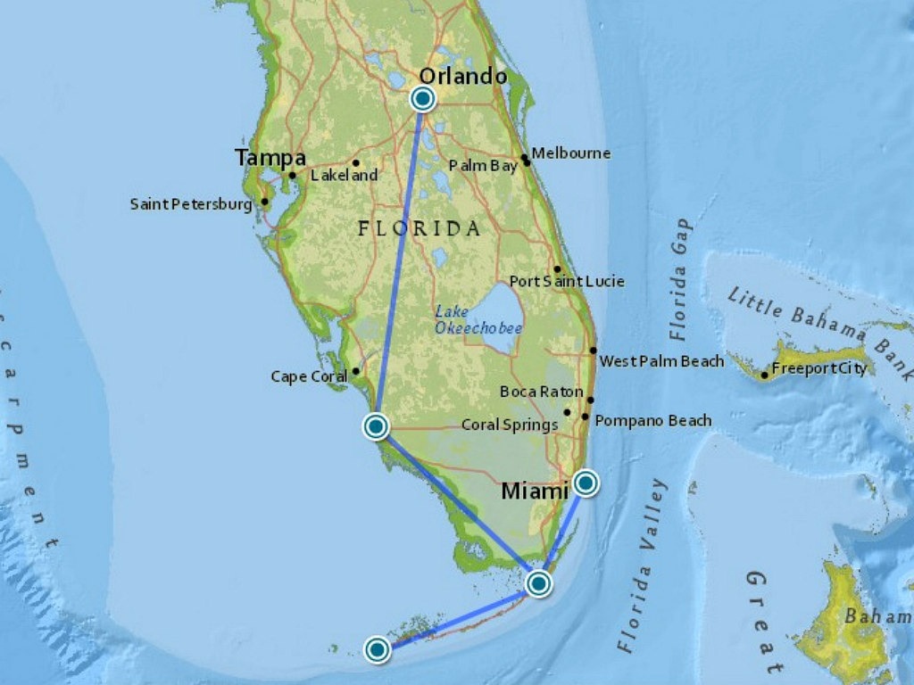 Roadtrip Florida: Onze Route Door The Sunshine State - Lies Rond De - Florida Road Trip Map