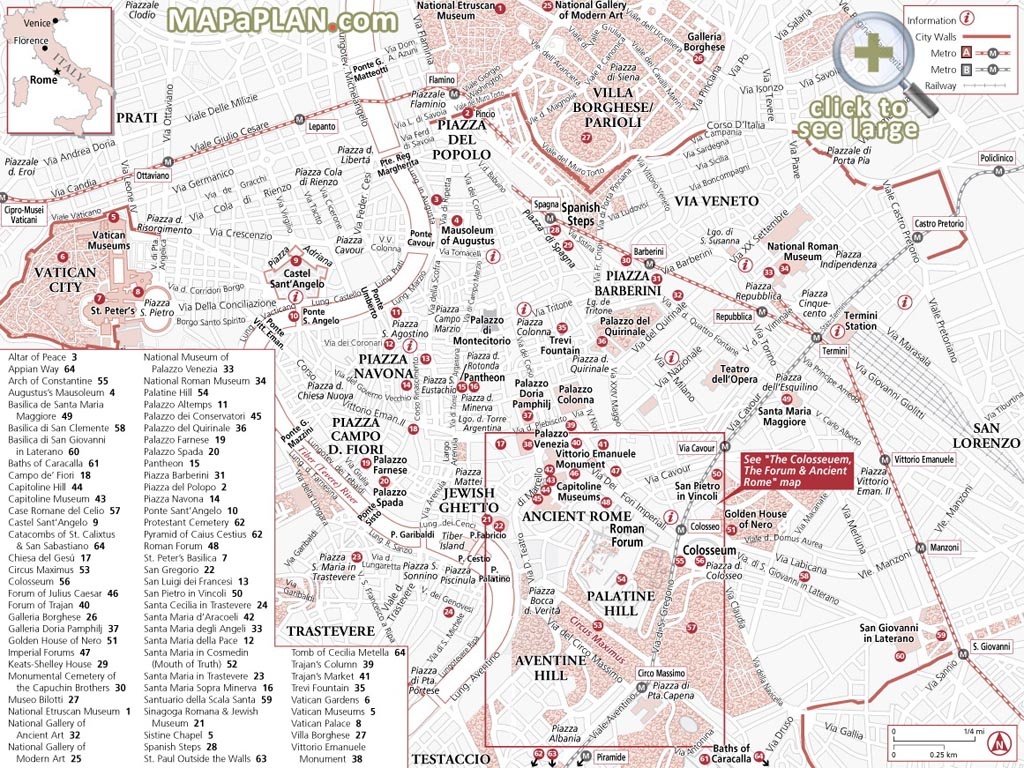 Rome Maps - Top Tourist Attractions - Free, Printable City Street Map - Printable Map Of Ancient Rome