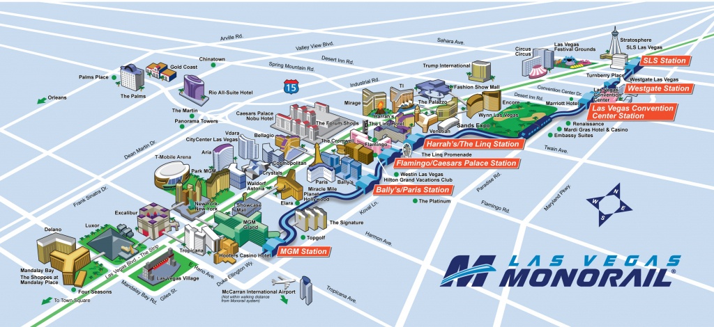 Route Map | Las Vegas Monorail - Las Vegas Strip Map 2016 Printable
