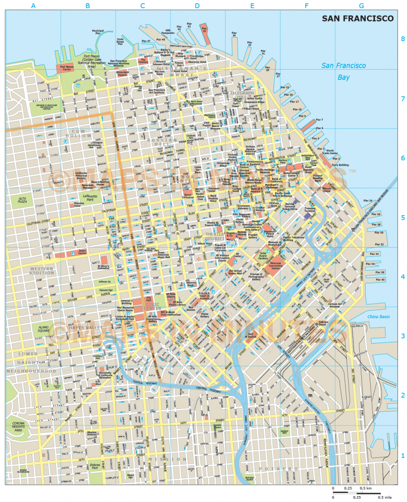 Royalty Free San Francisco Illustrator Vector Format City Map - San Francisco City Map Printable
