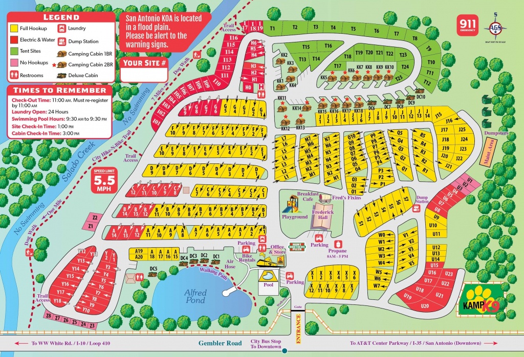 San Antonio, Texas Campground | San Antonio / Alamo Koa - South Texas Rv Parks Map