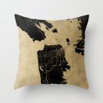 San Francisco California Black And Gold Map Throw Pillowmapmaker   California Map Pillow
