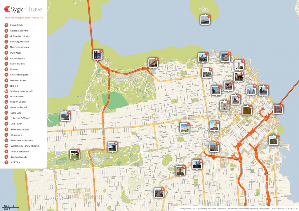 San Francisco Printable Tourist Map | Sygic Travel - Printable Map Of San Francisco Streets