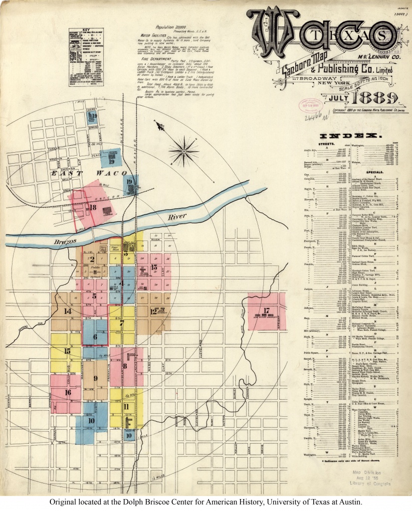 Sanborn Maps Of Texas - Perry-Castañeda Map Collection - Ut Library - Printable Map Of Waco Texas