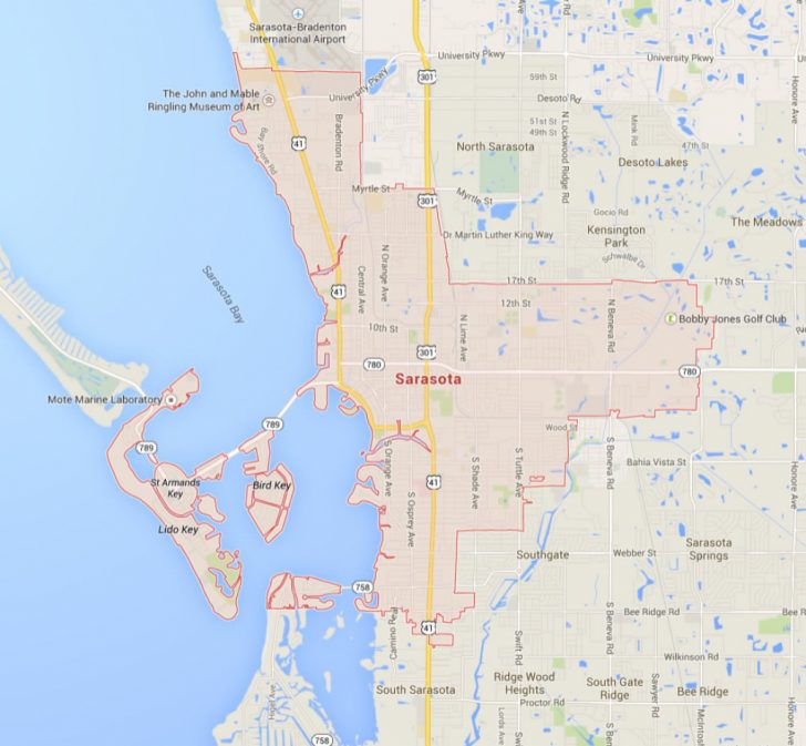 Map Sarasota Florida Usa