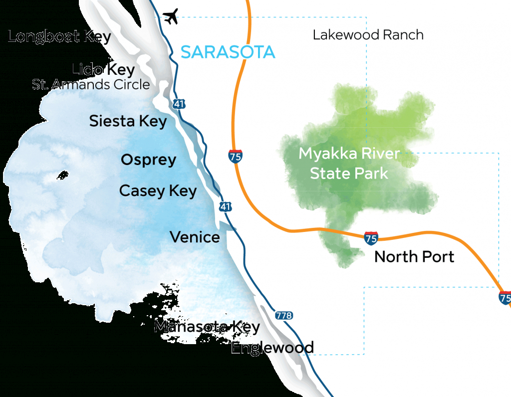 Sarsota Beaches Map | Florida (Not Disney/universal) | Siesta Key - Casey Key Florida Map