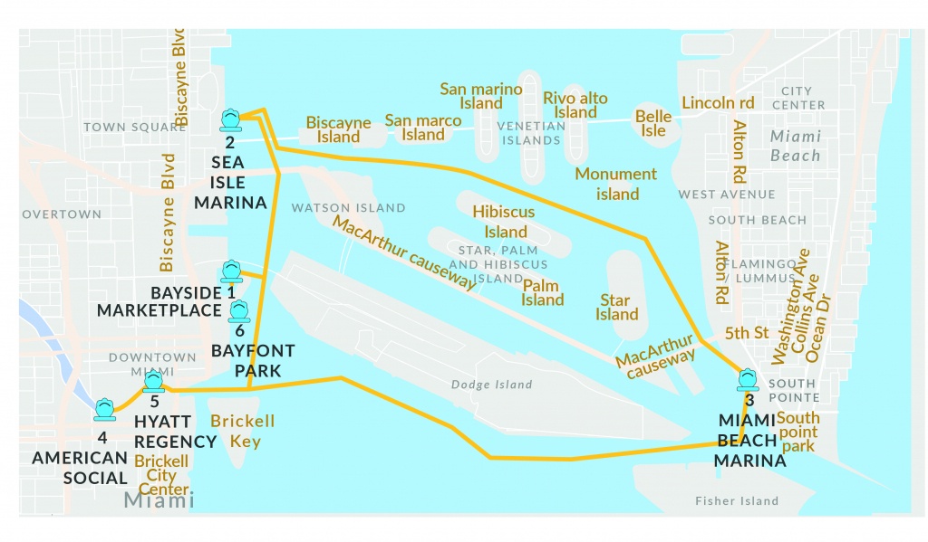 Schedule Rates For Water Taxi Miami | Miami Beach Water Taxi Schedule - Sunny Isles Florida Map