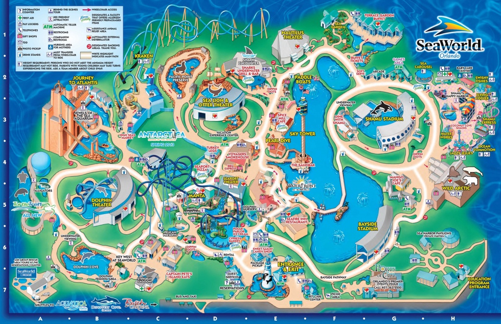 Seaworld Orlando Theme Park Map - Orlando Fl • Mappery | Aquariums - Orlando Florida Attractions Map