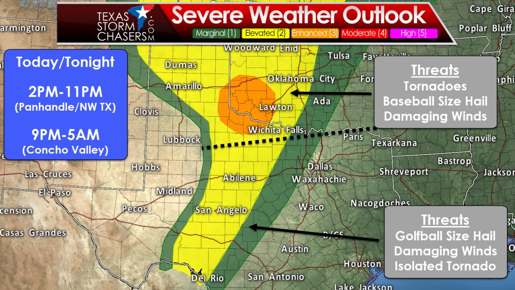 Severe Thunderstorms Likely Later Today And Tonight In Western Texas - West Texas Weather Map