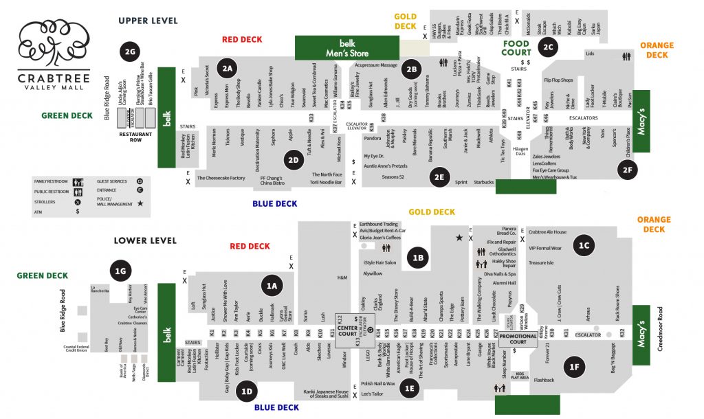 Shop | Crabtree Valley Mall - Allen Texas Outlet Mall Map | Printable Maps