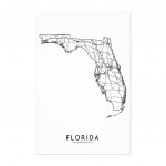 Shop Noir Gallery Florida Black & White State Map Unframed Art Print   Map Of Florida Art