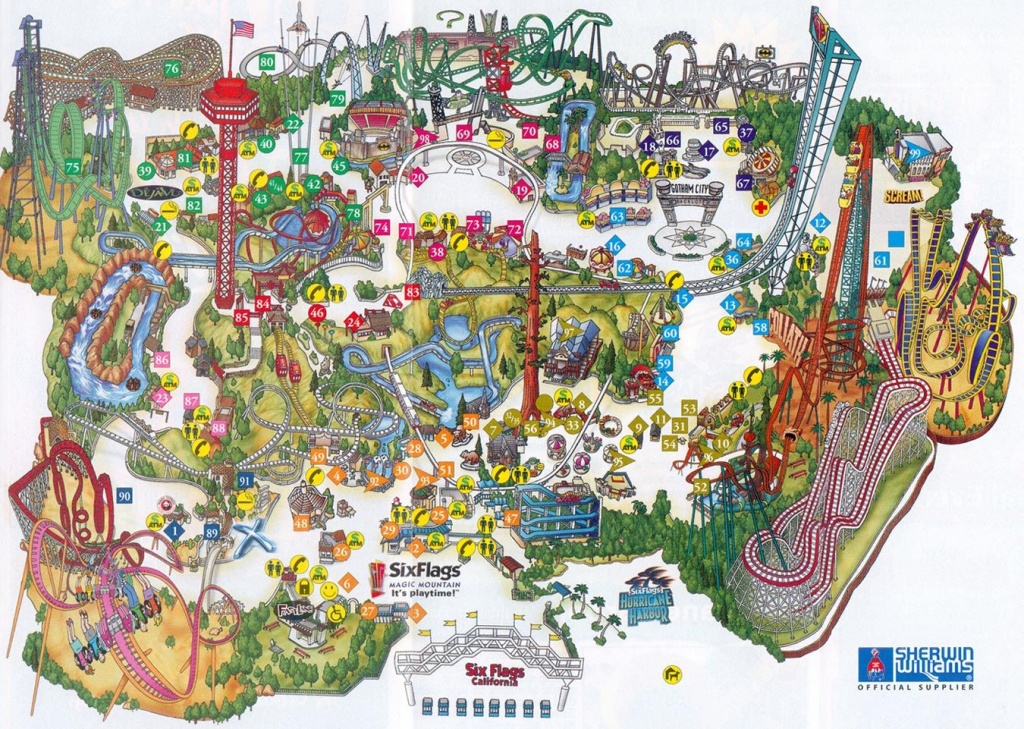 Six Flags Magic Mountain Map. | Assorted Ii In 2019 | Theme Park Map - Six Flags New England Map Printable