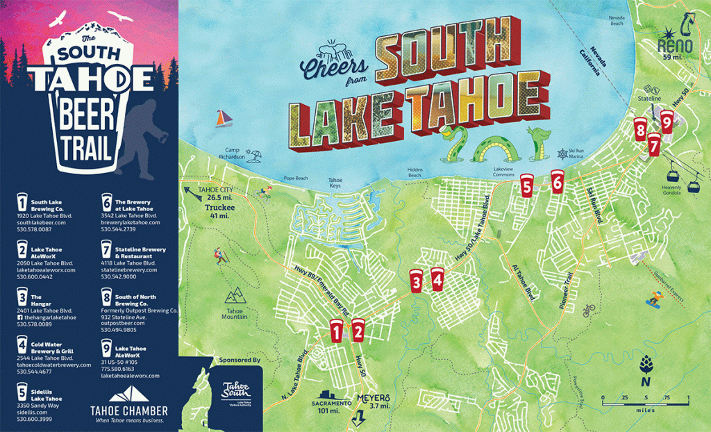 South Lake Tahoe Beer Trail | Craft Beer In Lake Tahoe | Tahoe South - Lake Tahoe California Map