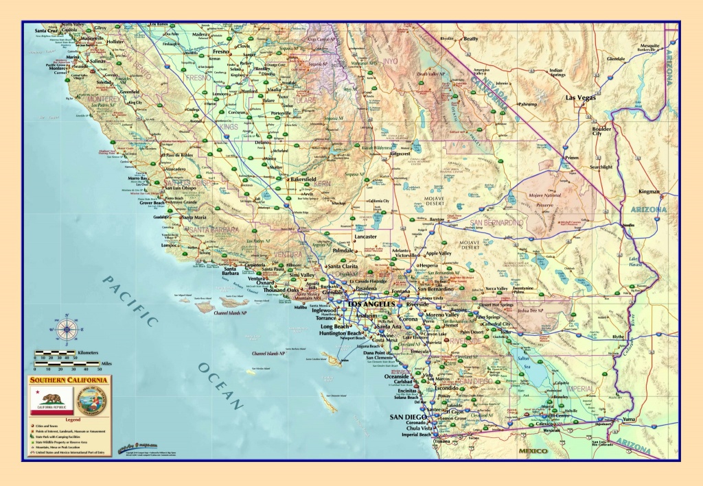Southern California Wall Map - The Map Shop - Laminated California Map