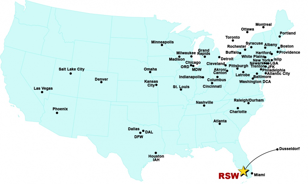 Southwest Florida International Airport | Interactive Flight Map - Florida Destinations Map
