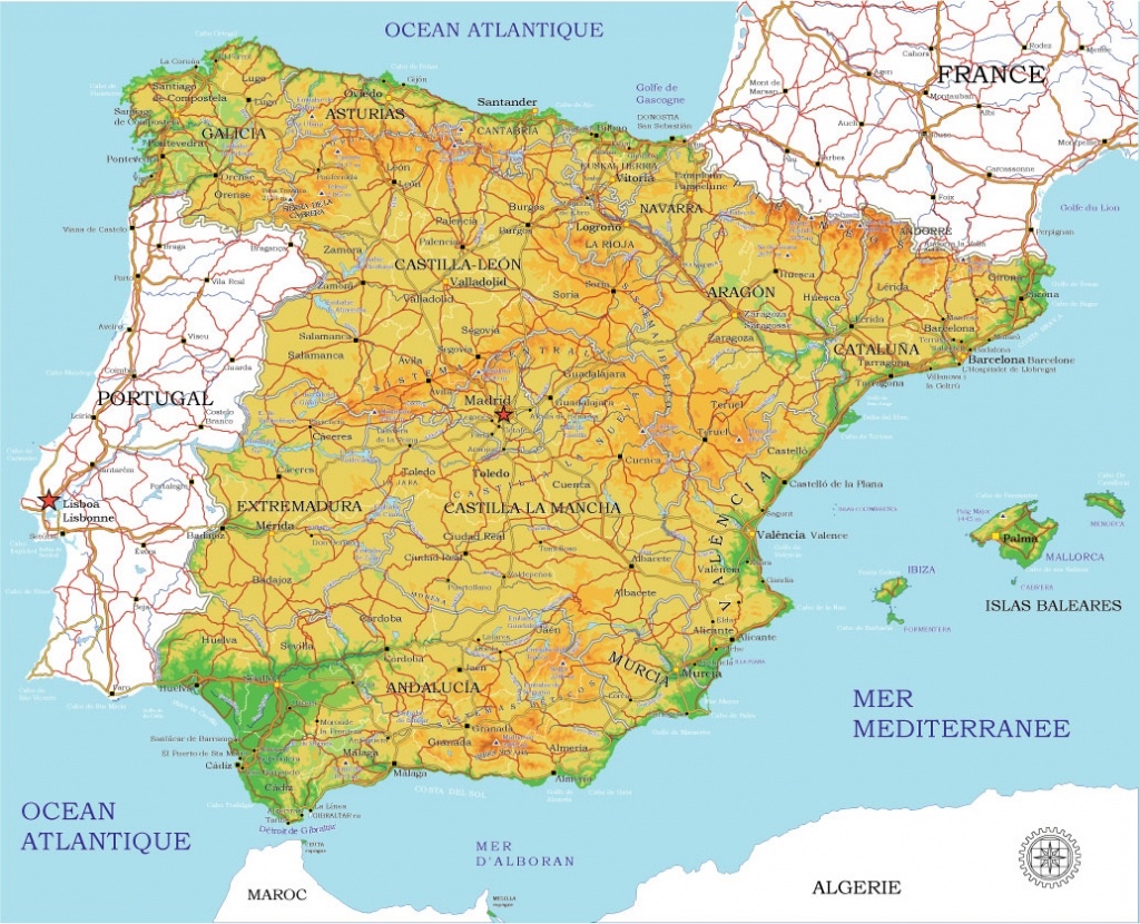 Spain Map Vector 01 Printable Administrative Terrain Editable Corel Draw - Printable Map Of Spain