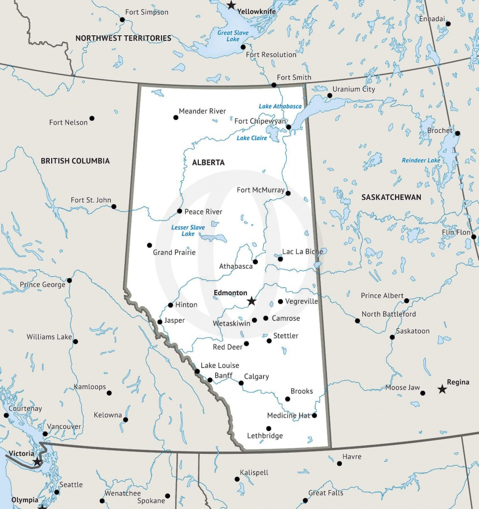 Stock Vector Map Of Alberta | One Stop Map - Printable Map Of Alberta
