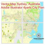 Sydney, Australia In Adobe Pdf, Printable Vector Street 4 Parts City Plan  Map, Fully Editable   Printable Street Map Of Port Macquarie