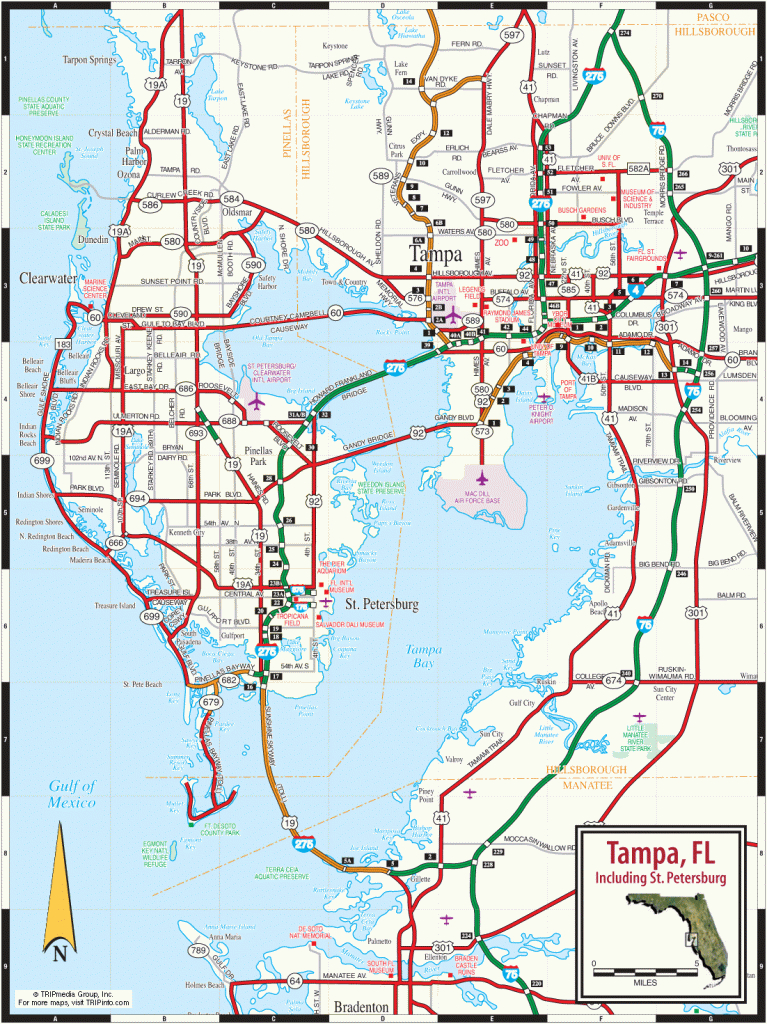 Tampa, St. Petersburg &amp;amp; Clearwater Map - St Petersburg Florida Map