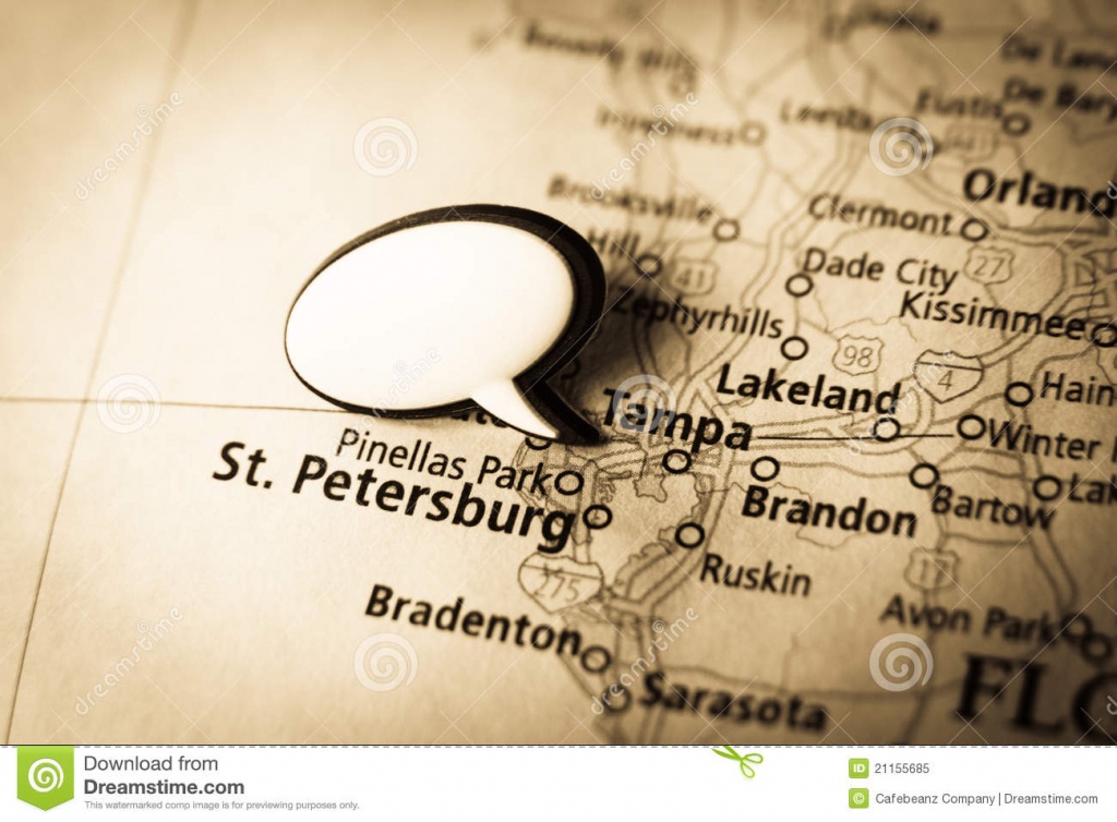 Tampa, St. Petersburg Map Stock Image. Image Of Black - 21155685 - Tampa St Petersburg Map Florida
