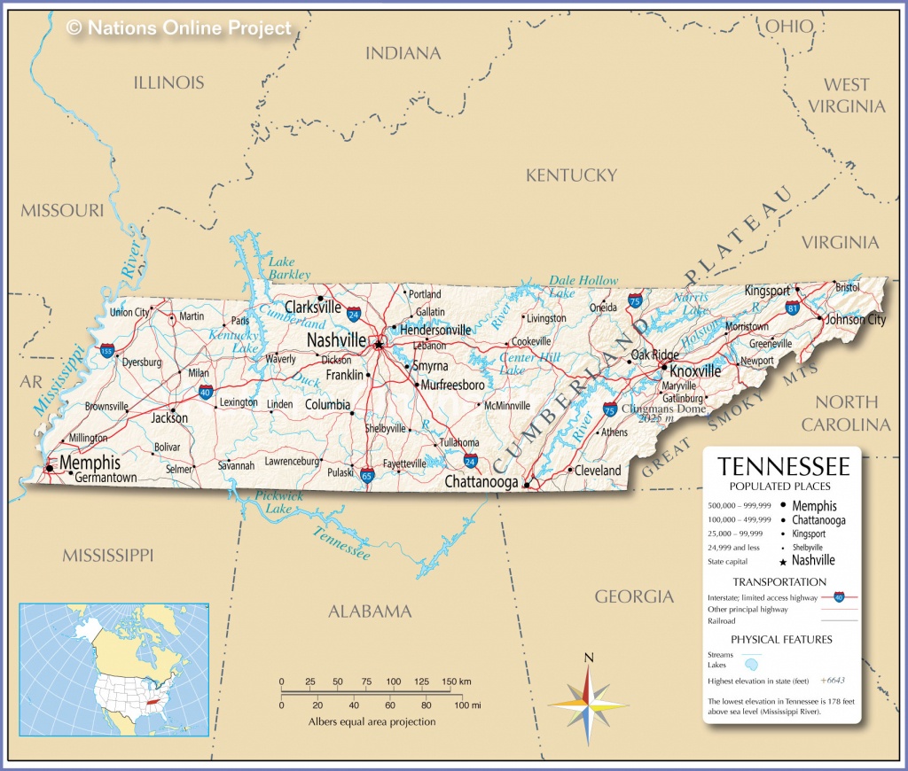 Tennessee Map Major Cities | Sitedesignco - Printable Map Of Tennessee With Cities