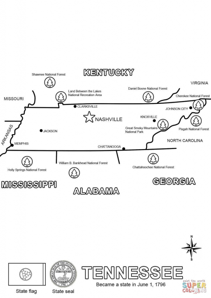 Tennessee State Map Coloring Page | Free Printable Coloring Pages - State Map Of Tennessee Printable