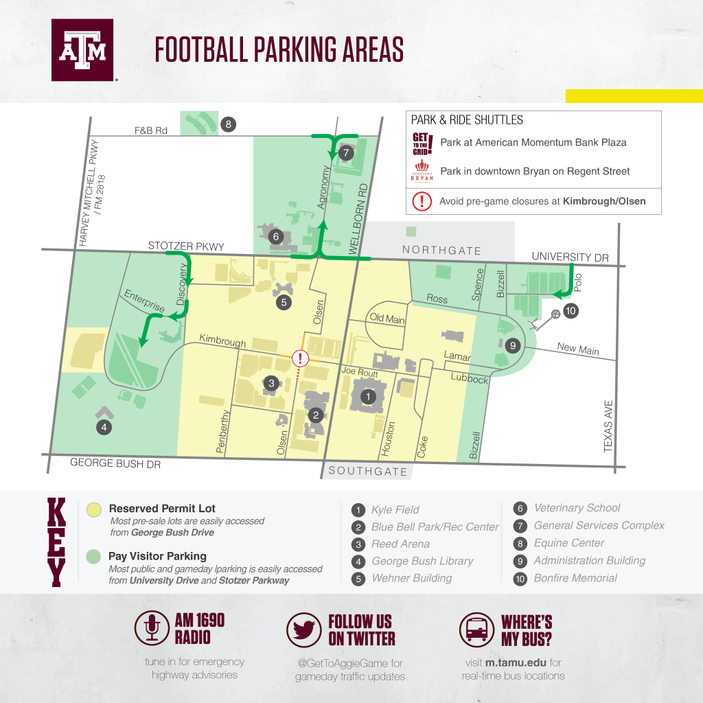 Texas A&amp;amp;m Football Game Day Guide 2017 - Texas A&amp;amp;m Today - Texas Tech Football Parking Map 2017