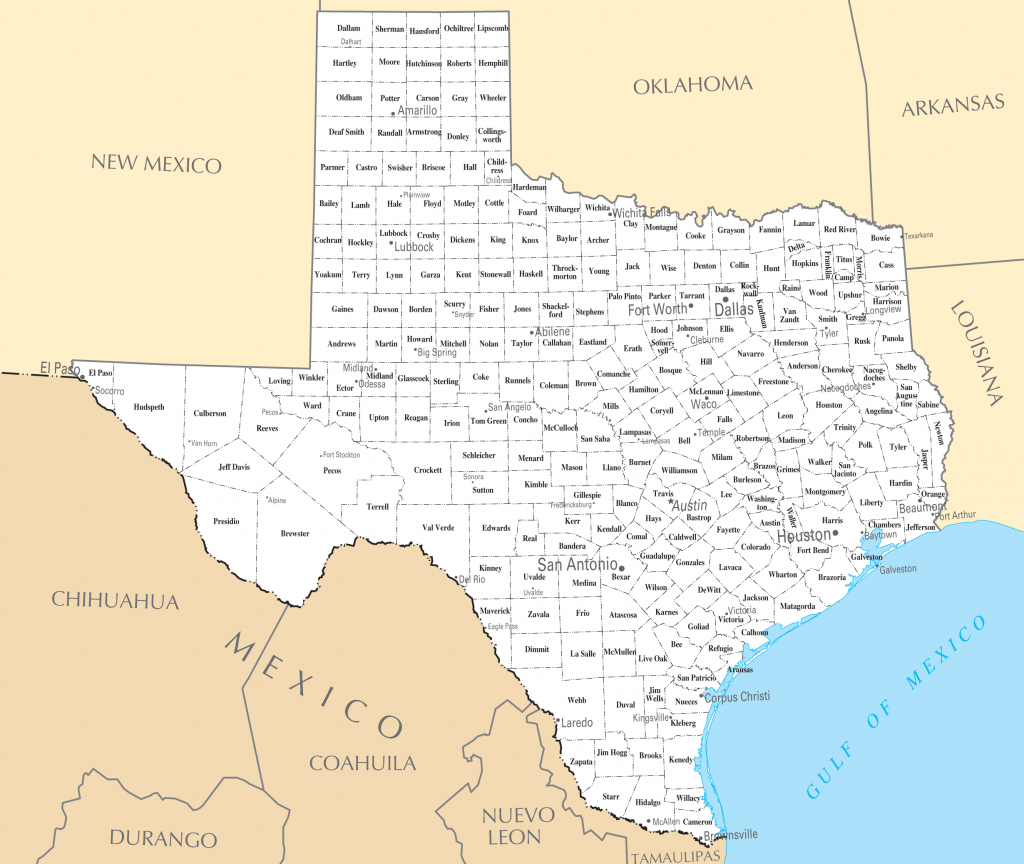 Texas Cities And Towns • Mapsof - Full Map Of Texas