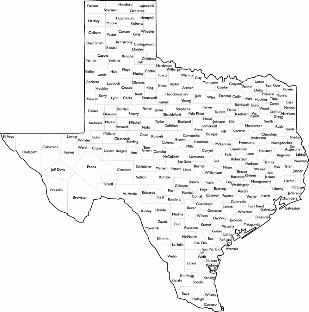 Texas County Map With Names - Printable Map Of Texas With Cities