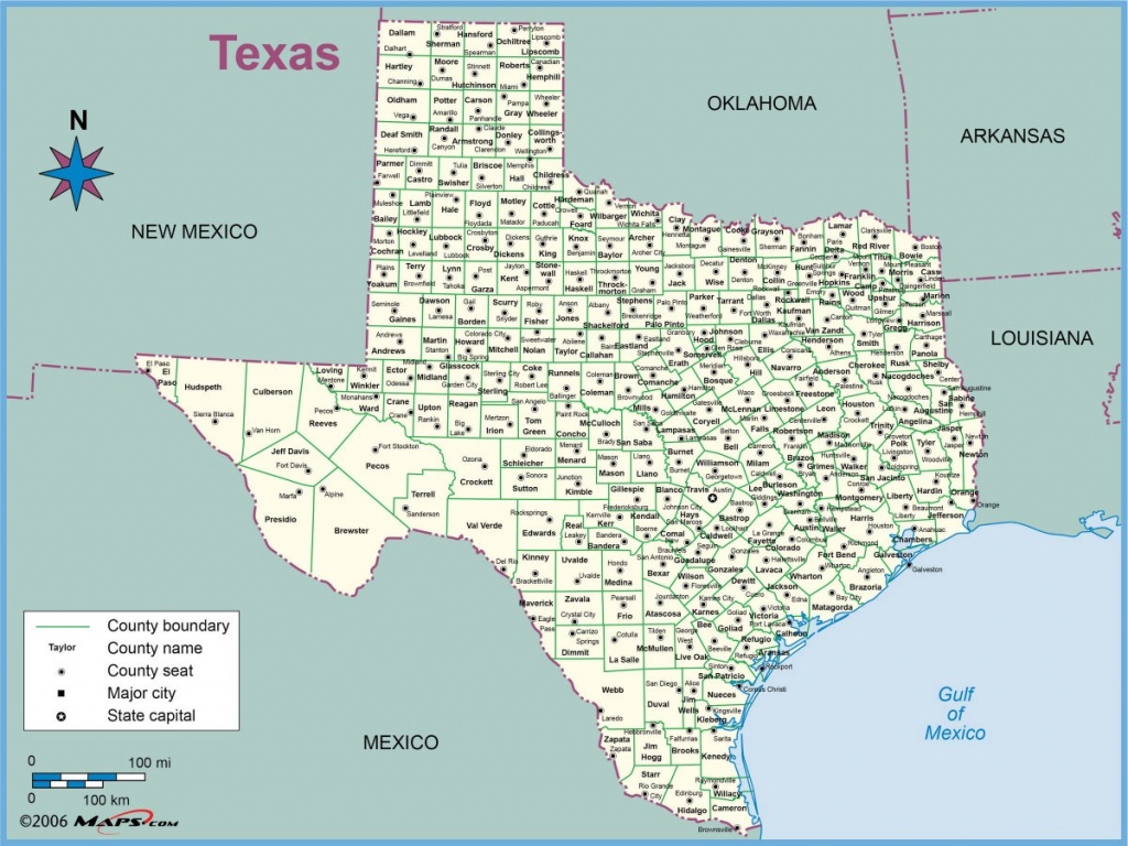 Texas County Outline Wall Map - Maps - Texas County Wall Map