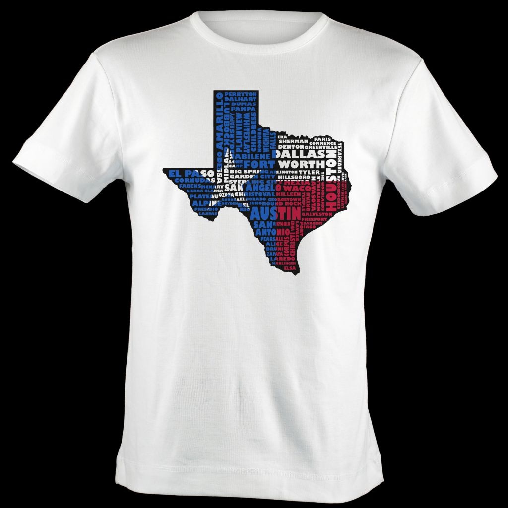 Texas Flag Shirt Map Art | Texas Typography Map T-Shirt - Texas Not Texas Map T Shirt