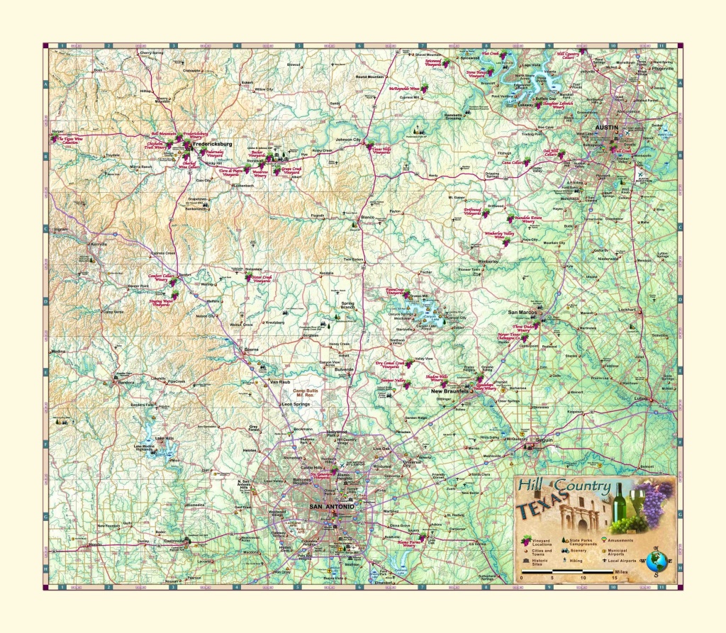 Texas Hill Country &amp;amp; Wine Wall Map - The Map Shop - Hill Country Texas Wineries Map
