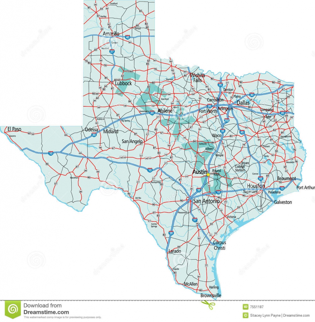 Texas Interstate Map Stock Vector. Illustration Of Dallas - 7551187 - Texas Interstate Map
